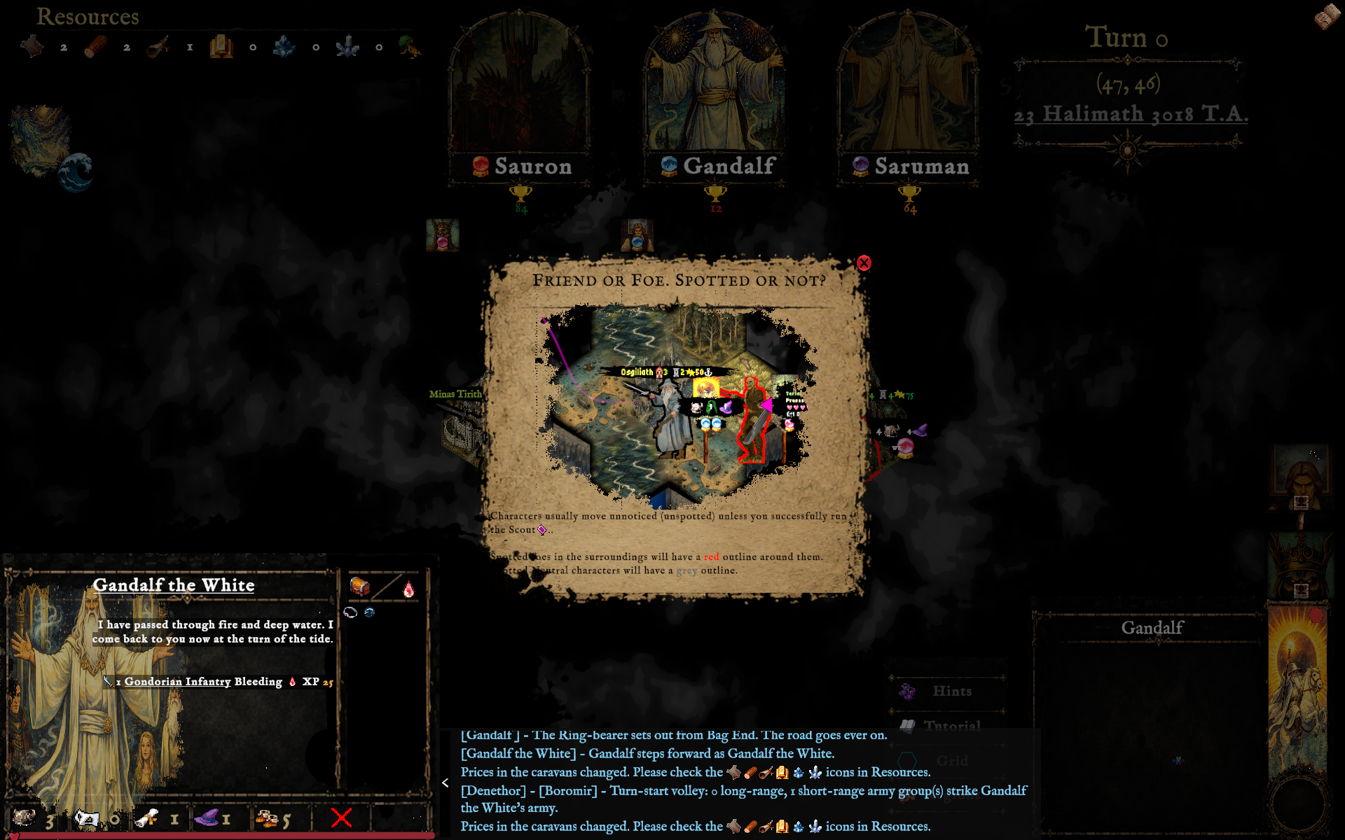 The Runeboard tutorial explaining that spotted enemies are outlined in red and spotted neutrals in grey